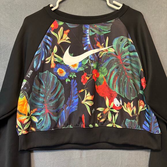 Nike Damask Cropped Sweatshirt Crewneck Floral Hawaiian Skater Athletic Large - Picture 2 of 10